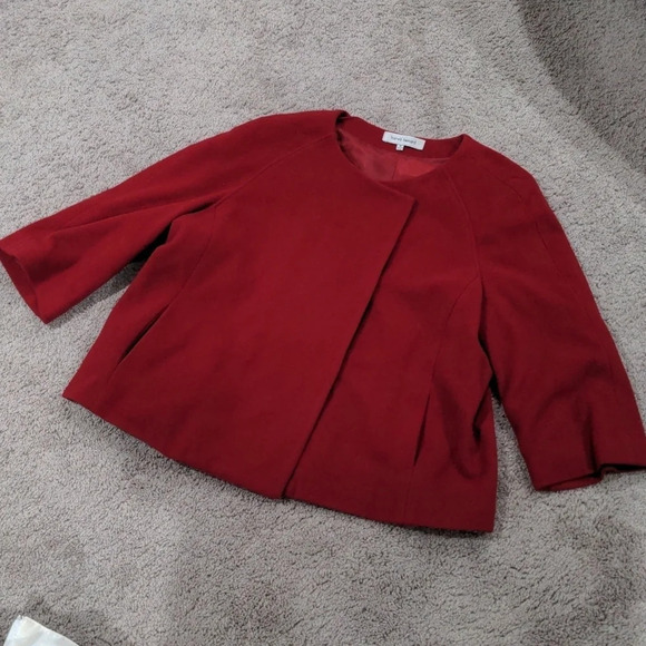 Harve Bernard wool cashmere blend red blazer SIZE 16 - Picture 2 of 11